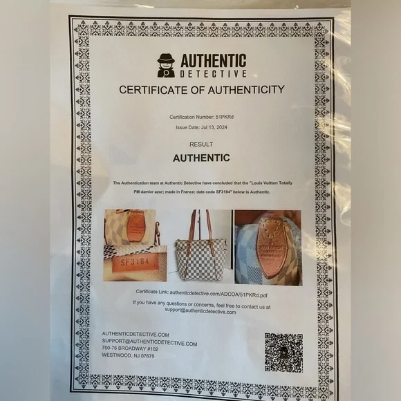 Authentic WHITE DAMIER AZUR - Picture 8 of 11